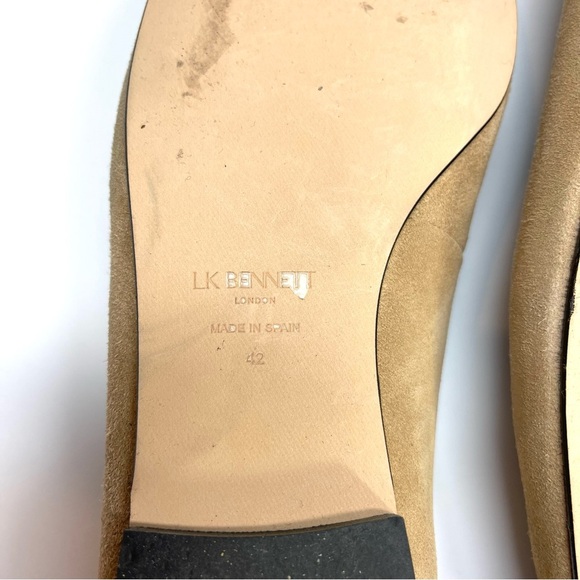 LK BENNETT Kara Sand Suede Black Leather Toe Cap Ballerina Pumps Size EU 42 US12 - Picture 10 of 10